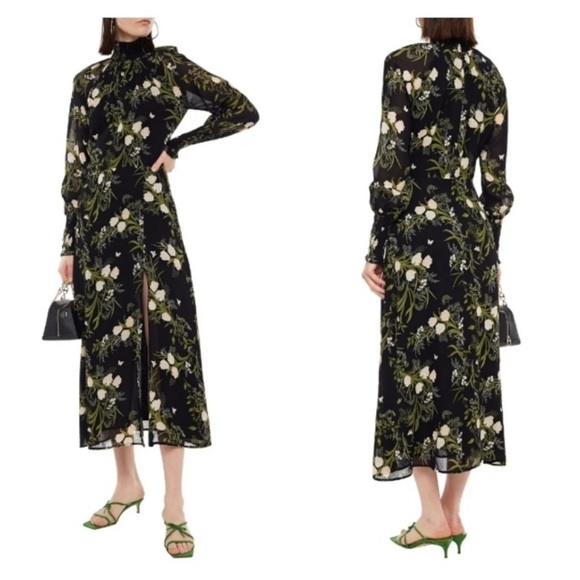 Reformation Dresses & Skirts - Reformation Valentin Black Floral Side Slit Dress